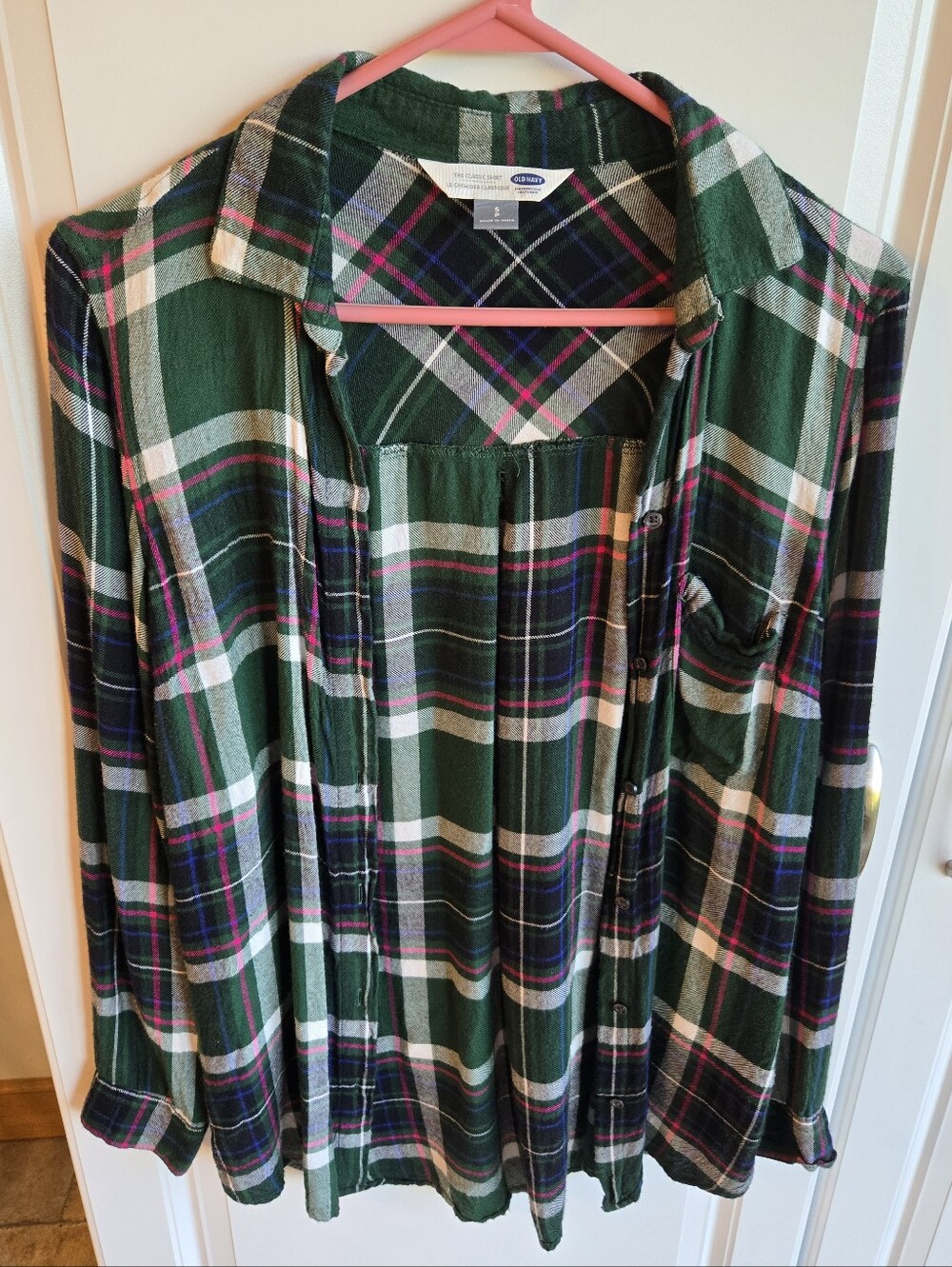 Old Navy Dark Green Plaid Button-down